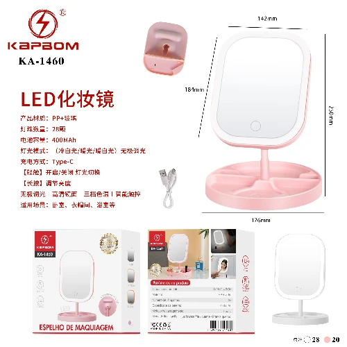 Espelho de mesa com LED