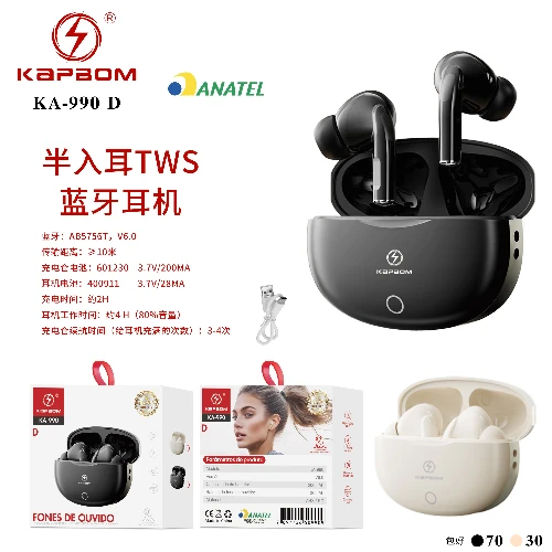 Fones de ouvido Bluetooth TWS semi-intra-auriculares