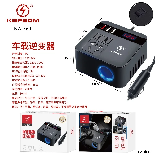 Conversor De Energia De Carro De 12v/24vdc 200W 110V–220V