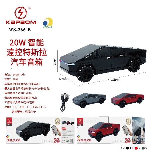 Caixa de Som Carro Tesla 20W 285*95*120mm