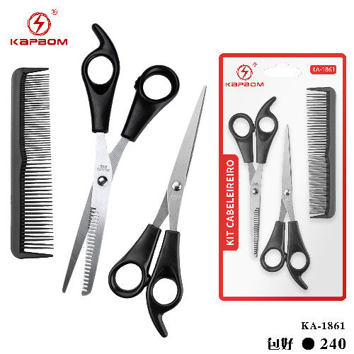 Kit Cabeleireiro C/ Tesoura + Pente (EMBALADO)