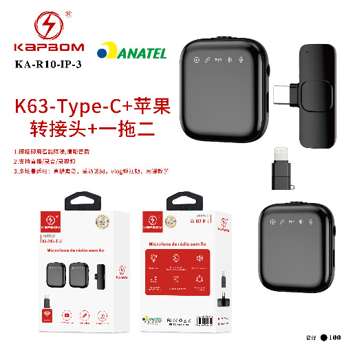 Microfone Lapela Wireless 2 microfone (TYPE-C + 5G)
