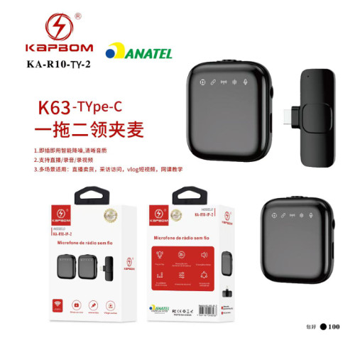 Microfone Lapela Wireless 2 microfone (TY)