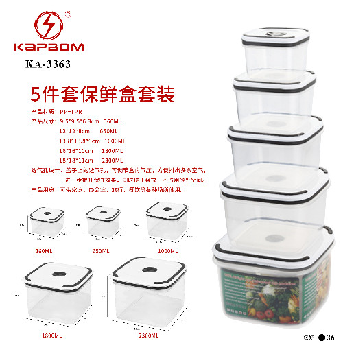 Kit Potes Herméticos Plásticos Branco e Cinza (5 Peças)