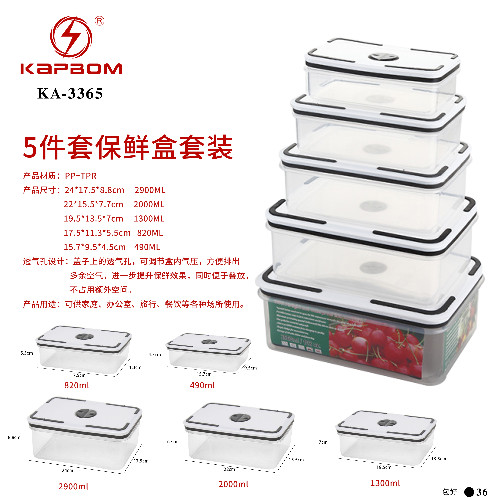 Kit Potes Herméticos Plásticos Branco e Cinza (5 peças)
