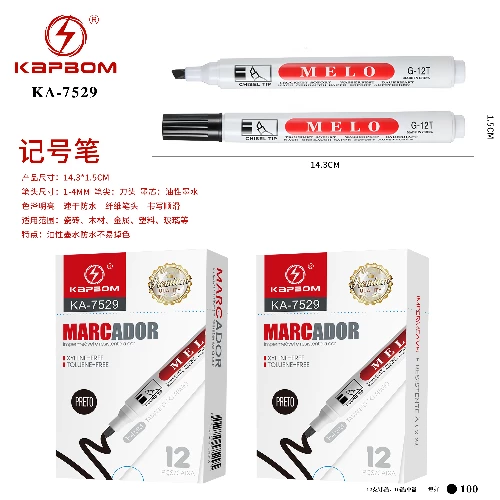 Caneta De Marcação PRETO 12pçs