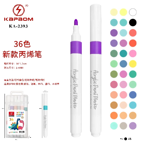 Kit Canetinha acrílica 36 cores
