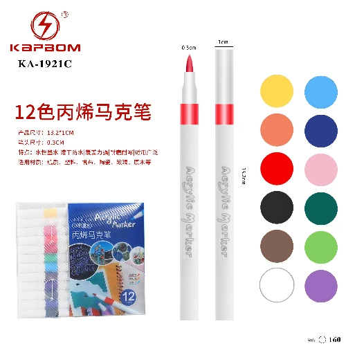 Kit Canetinha Acrílica  0.3CM 12 cores