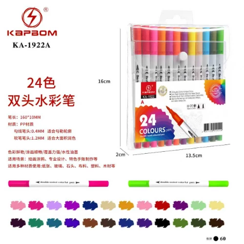 Kit Canetinha Duas Pontas 0,4mm / 1,2mm 24 cores