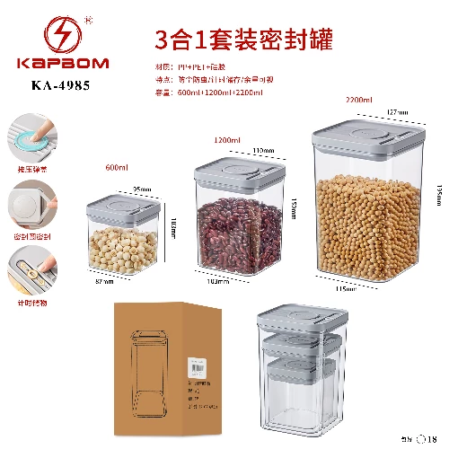 Conjunto de recipientes herméticos  (600ml-1200ml-2200ml)